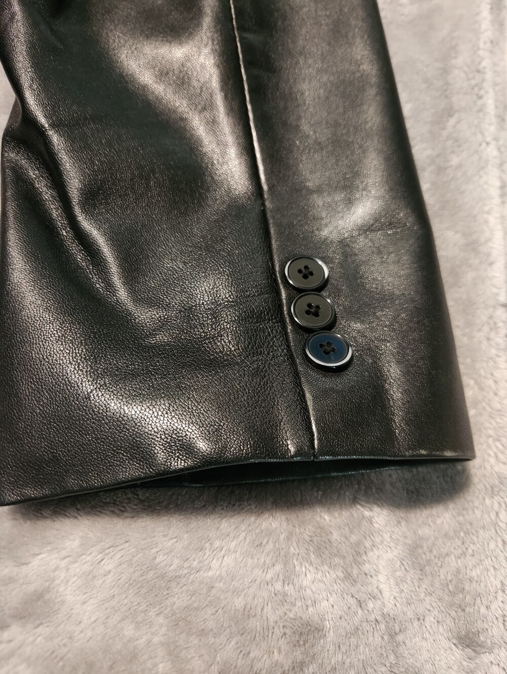 Men's Black Leather Vintage Blazer Jacket - Picture 8 of 13